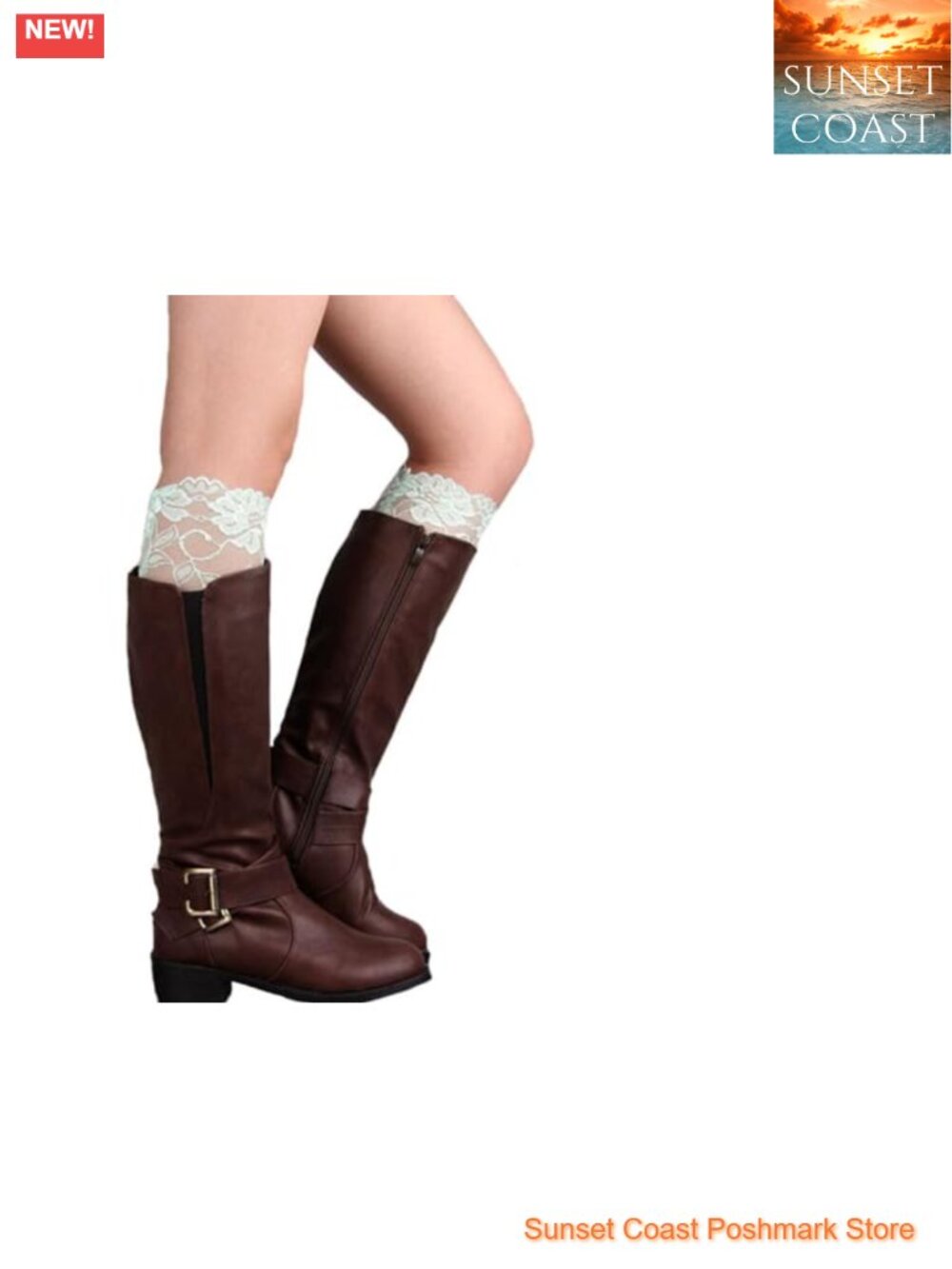 Stretch Lace Boot Cuffs Leg Warmers Socks Topper Set of 2 Pairs